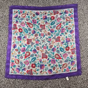 Vintage Berkshire womens 30" Square Scarf Bright Paisley Floral Print Purple
